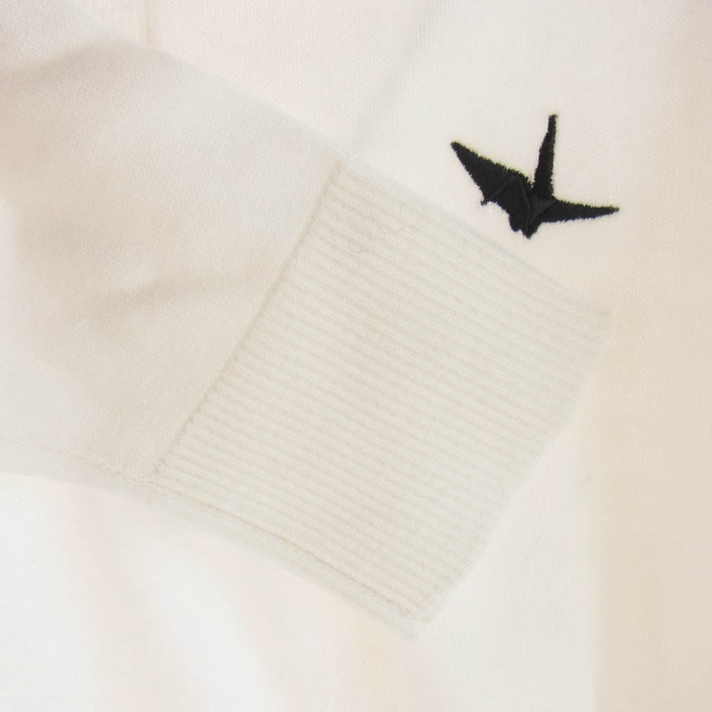 1piu1uguale3 ウノピュウノウグァーレトレ GRK034 COT366 GOLF ゴルフ L/S POLO 折り鶴ロゴ刺繍 長袖 ニット ポロシャツ ホワイト系 IV【中古】
