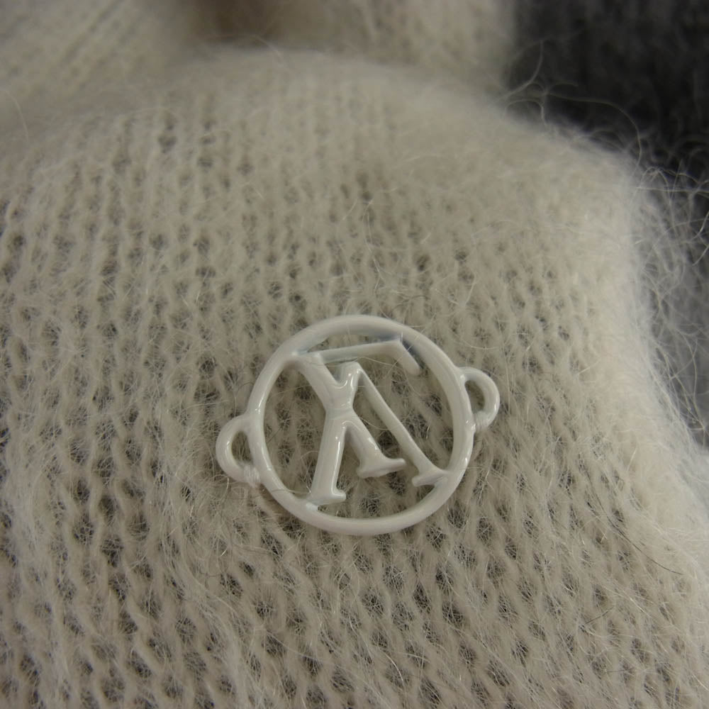 LOUIS VUITTON ルイ・ヴィトン 19AW RM192 RIS HHM98W 星条旗 モヘヤ混 クルーネック ニット セーター グレー系 オフホワイト系 M【中古】