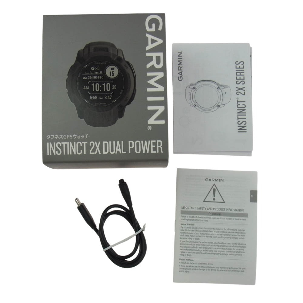 ガーミン 010-02805-22 INSTINCT 2X Dual Power タフネス GPS ウォッチ スマート ウォッチ ブラック系【中古】