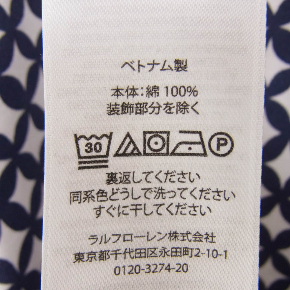 POLO RALPH LAUREN ポロ・ラルフローレン 総柄 ポロシャツ 半袖 ネイビー系 XL【中古】