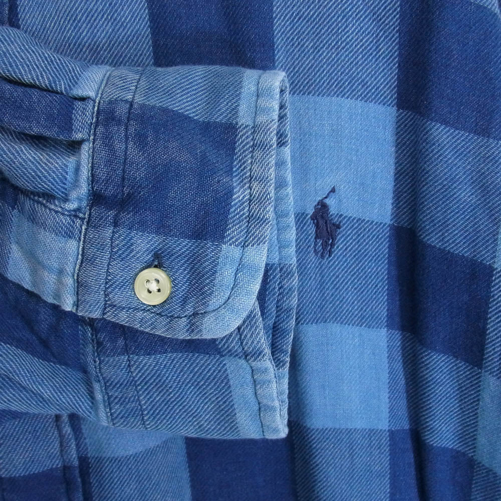 POLO RALPH LAUREN ポロ・ラルフローレン ボタンダウン チェック柄 シャツ 長袖 ブルー系 XXL【中古】