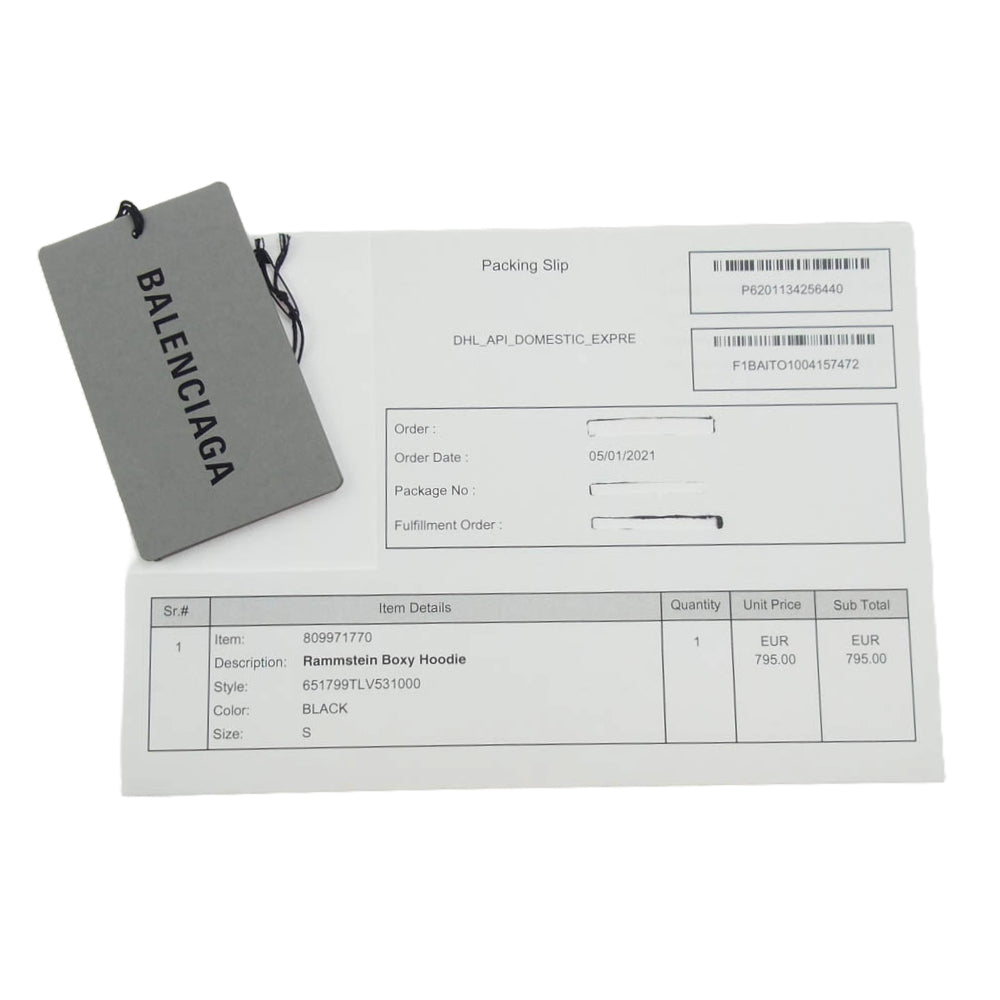 BALENCIAGA バレンシアガ 21SS 651799 TLV53 RAMMSTEIN Boxy Hoodie ラムシュタイン ボクシーフーディ プルオーバー プリント ヴィンテージ加工 パーカー ブラック系 S【中古】