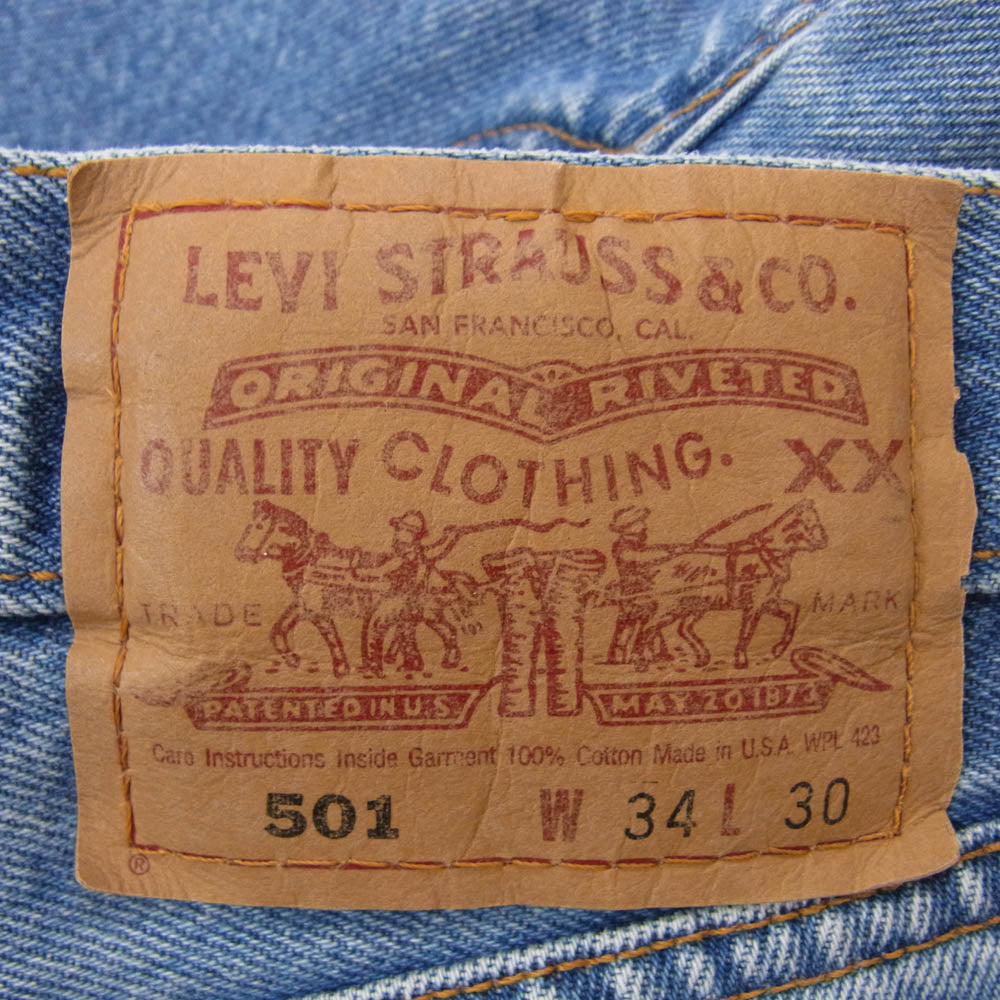 Levi's リーバイス 90's USA製 501 ストレート デニムパンツ ボタンフライ ボタン裏刻印553 インディゴブルー系 34【中古】