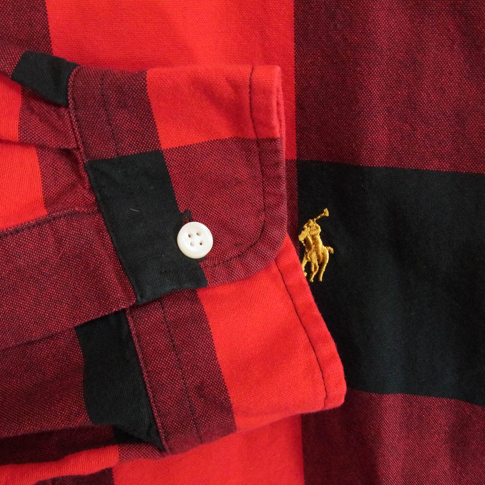 POLO RALPH LAUREN ポロ・ラルフローレン チェック柄 ボタンダウン 長袖 シャツ レッド系 XXL【中古】