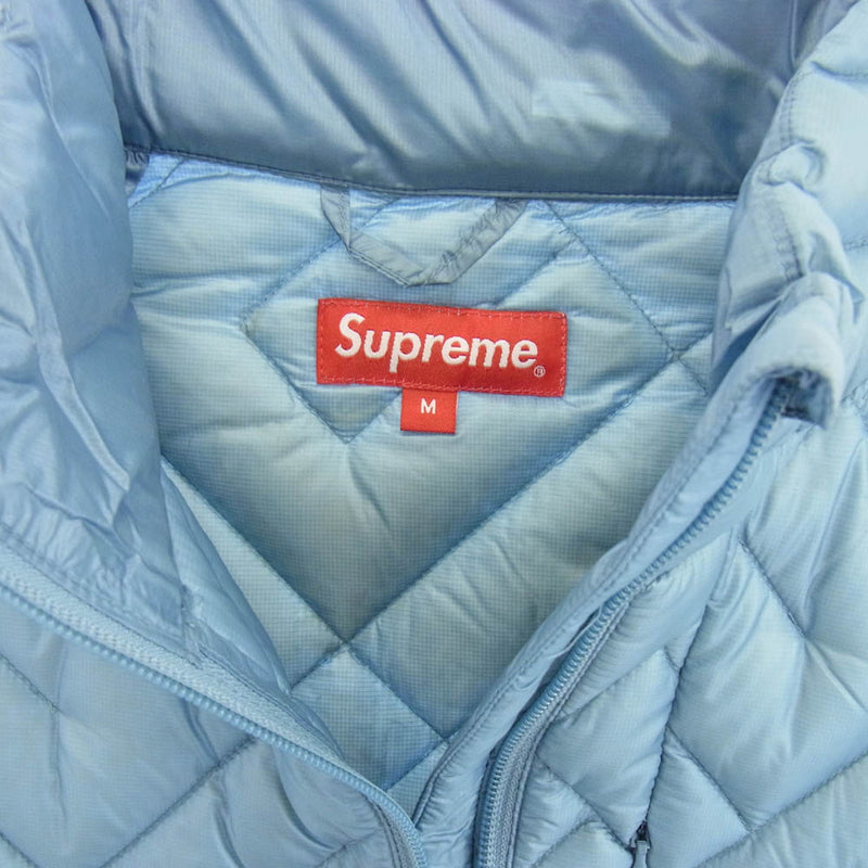 supremeライトダウンジャケット最終価格‼️ Supreme シュプリーム 22SS Spellout Quilted Down スペルアウト キルティング ダウンジャケット ライトブルー系  L中古