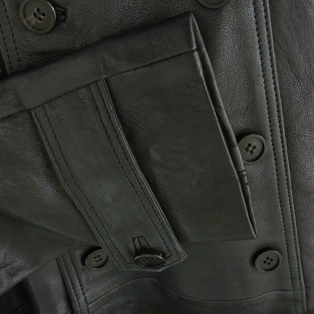 NO ID. ノーアイディ 851030-246L ラムレザー W ブレスト コート レザー ジャケット ブラック系 1【中古】