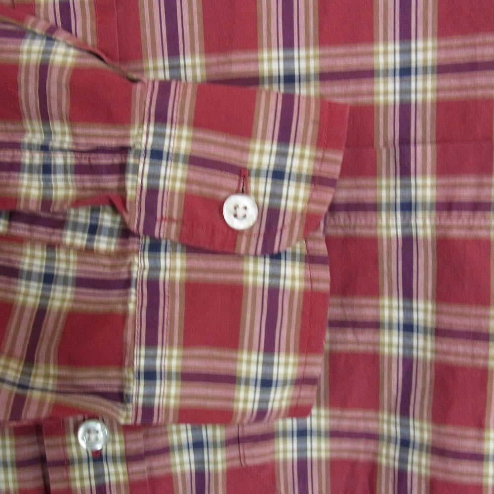 L.L.Bean エルエルビーン 90s 香港製 ボタンダウン 長袖 チェック シャツ レッド系 L【中古】