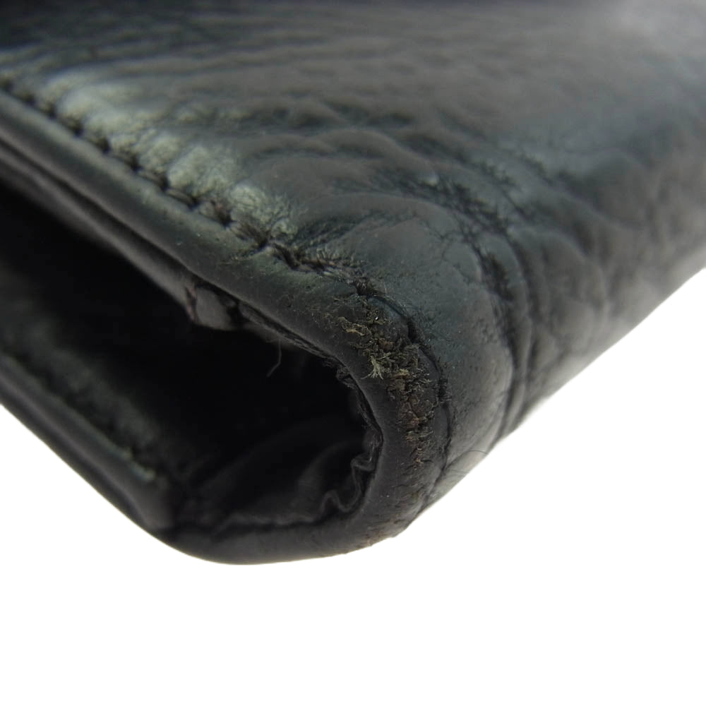 CHROME HEARTS クロムハーツ(原本無) WAVE WALLET ウェーブウォレット クロスボールボタン レザー 長財布 ブラック系【中古】