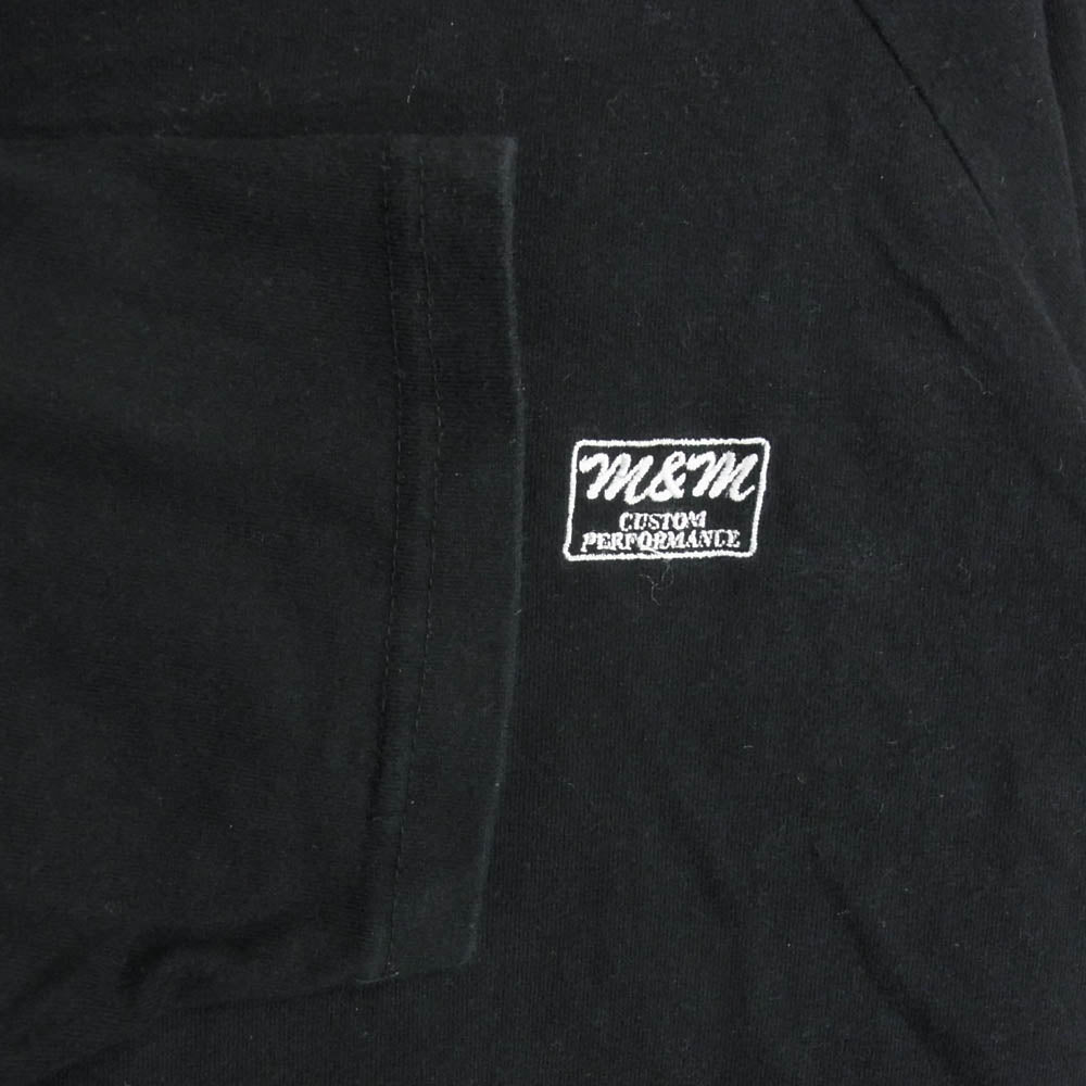 エムアンドエム バック ロゴ カットソー 七分丈 Tシャツ ブラック系 L【中古】