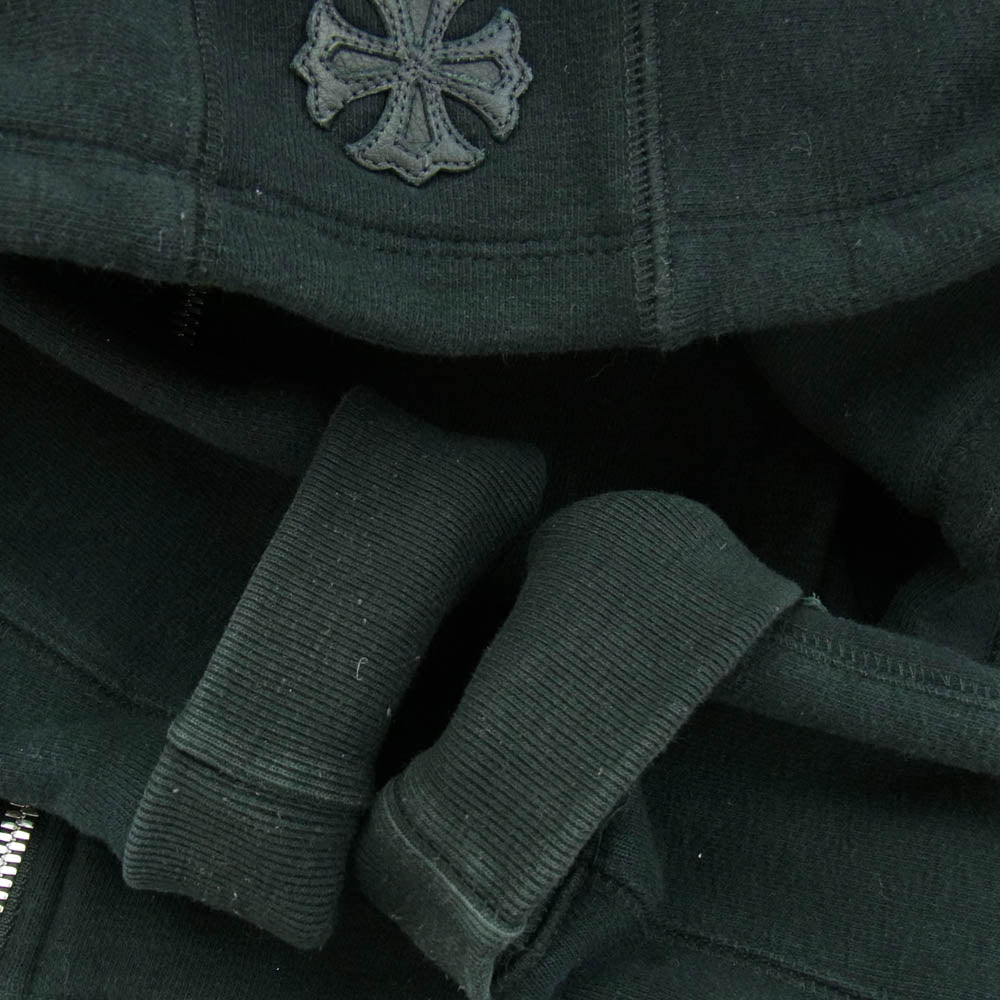 CHROME HEARTS クロムハーツ(原本無) GRP Y NOT Zip Up Hoodie ワイノット ダガー刺繍 クロスパッチ ヴァーティカルロゴ ジップアップ フルジップ パーカー ブラック ブラック系 L【中古】