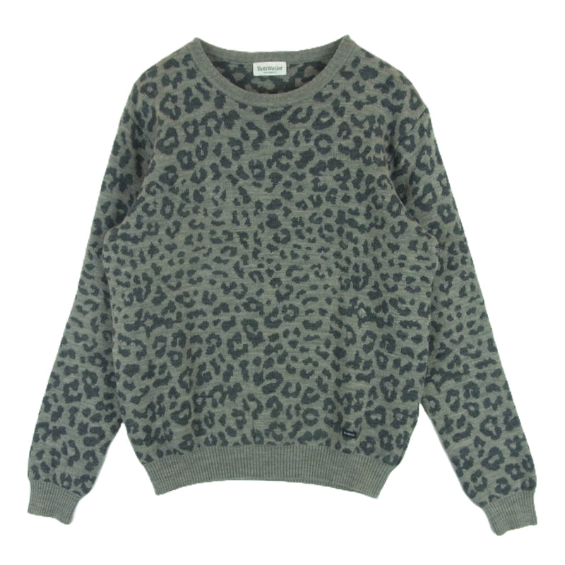 ROTTWEILER クルーニットセーター ROTTWEILER ロットワイラー レオパード柄 クルーネック ニット