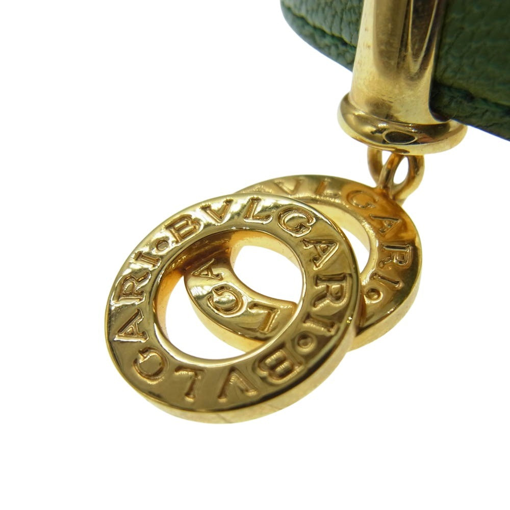 BVLGARI ブルガリ ドッピオトンド グリーン レザー ブレスレット 腕輪 ライトグリーン系【中古】