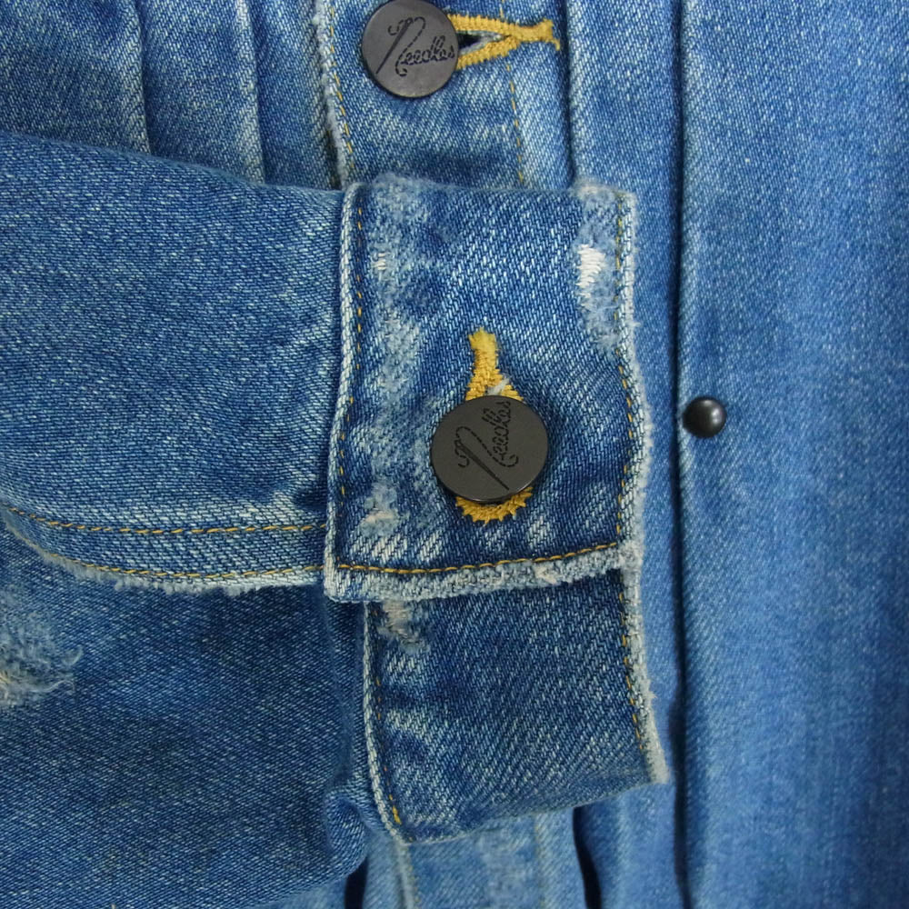 Needles ニードルス KP137 Assorted Patches Jean Jacket ダメージ加工 パッチカスタム デニム ジャケット インディゴブルー系 L【中古】