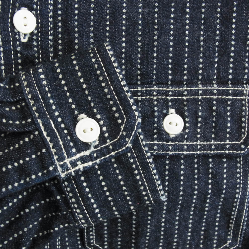 THE FLAT HEAD ザフラットヘッド 7014W WABASH WORK SHIRT ウォバッシュ ワーク デニム シャツ 長袖 ネイビー系 42【中古】