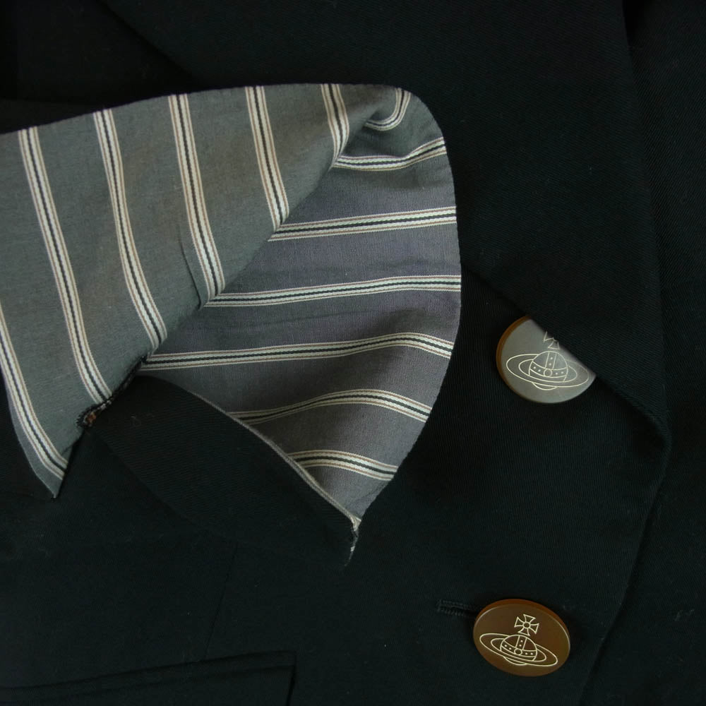 Vivienne Westwood ヴィヴィアンウエストウッド 16-12-431017 RED LABEL レッドレーベル オーブ刻印 3ボタン ラブ ジャケット ブラック系 M 02【中古】
