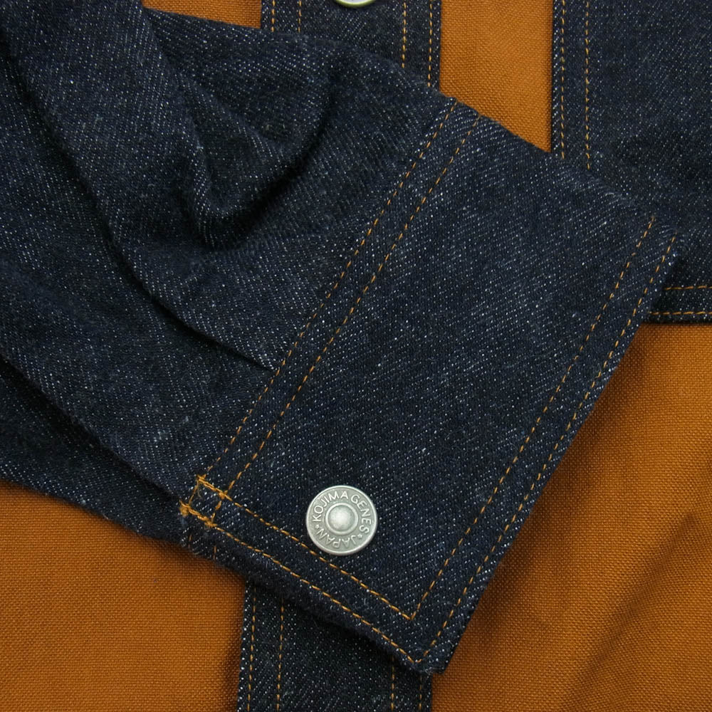 KOJIMA GENES 児島ジーンズ RNB-2081 富士金梅 ダック デニム コンボ シャツ ダークネイビー系 ブラウン系 L【中古】