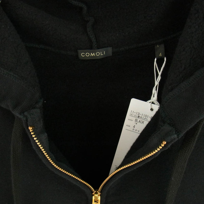 COMOLI コモリ 24AW A03-05001 コットン裏毛 ジップパーカー ブラック  