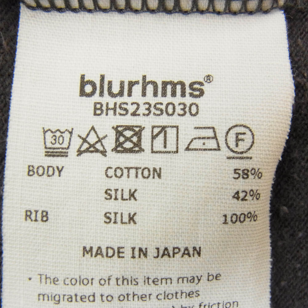 blurhms ブラームス BHS23S030 C/Silk Nep Super Size Tee コットン シルク ネップ スーパーサイズ Tシャツ 半袖カットソー グレー系 サイズ表記無【中古】