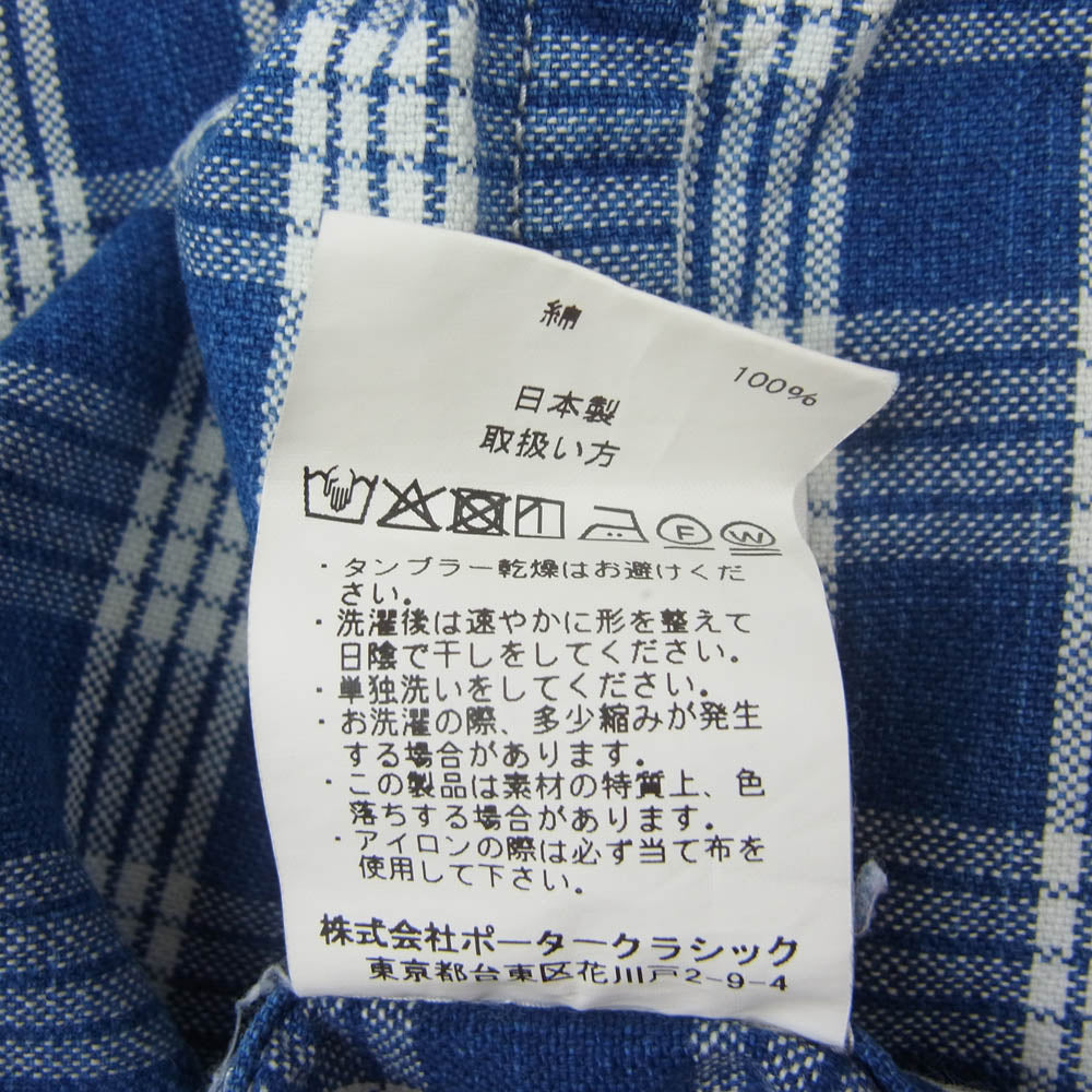 PORTER CLASSIC ポータークラシック HAWAIIAN DENIM ハワイアンデニム PALAKA PULLOVER VEST パラカ プルオーバー ベスト チェック柄 インディゴブルー系 1【中古】