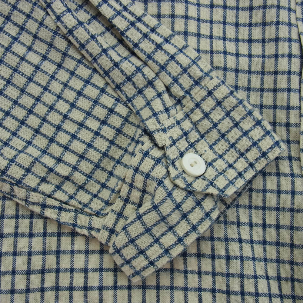 POST OVERALLS ポストオーバーオールズ 23FW 1208B-CLC2 New Basic Shirt ニュー ベーシック 長袖 シャツ ブルー オフホワイト系 L【中古】