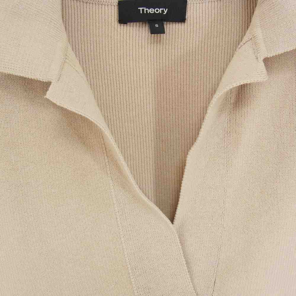 theory セオリー 02-7103002-025-902 コットン スキッパー ニット 襟付き トップス 半袖 ベージュ ブラウン系 S【中古】