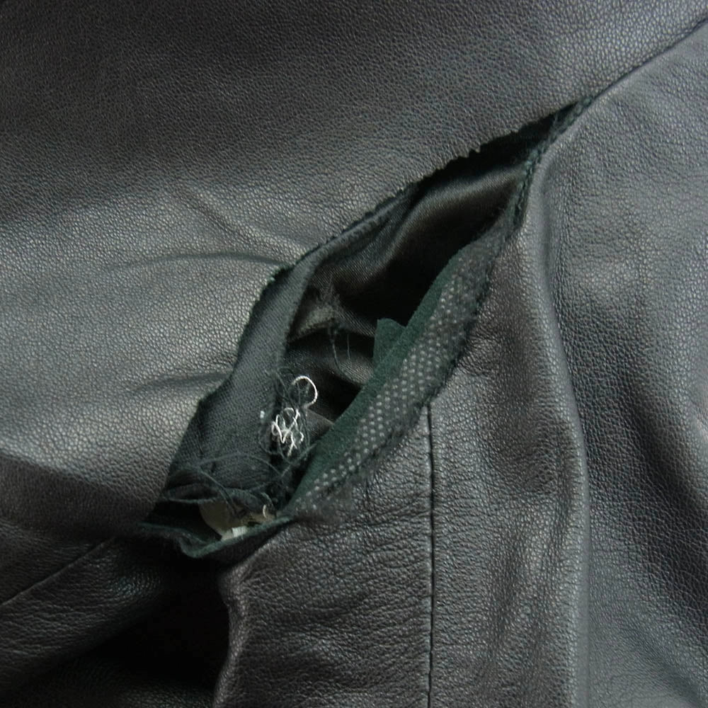 HELMUT LANG ヘルムートラング ラムレザー 裏地フリース フード ライダース ジャケット ブラック系 P【中古】