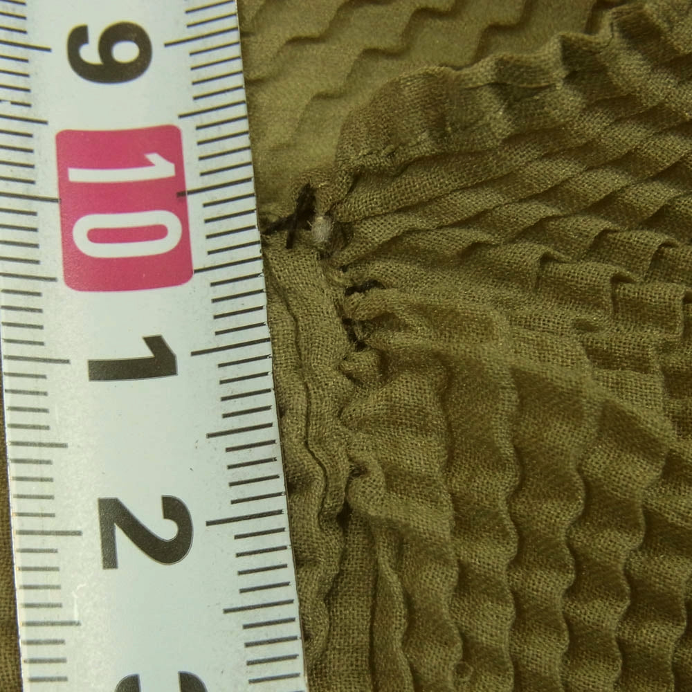 ISSEY MIYAKE イッセイミヤケ PP68FK203 ボックスプリーツ ボトルネック カットソー フレンチスリーブ カーキ系 3【中古】