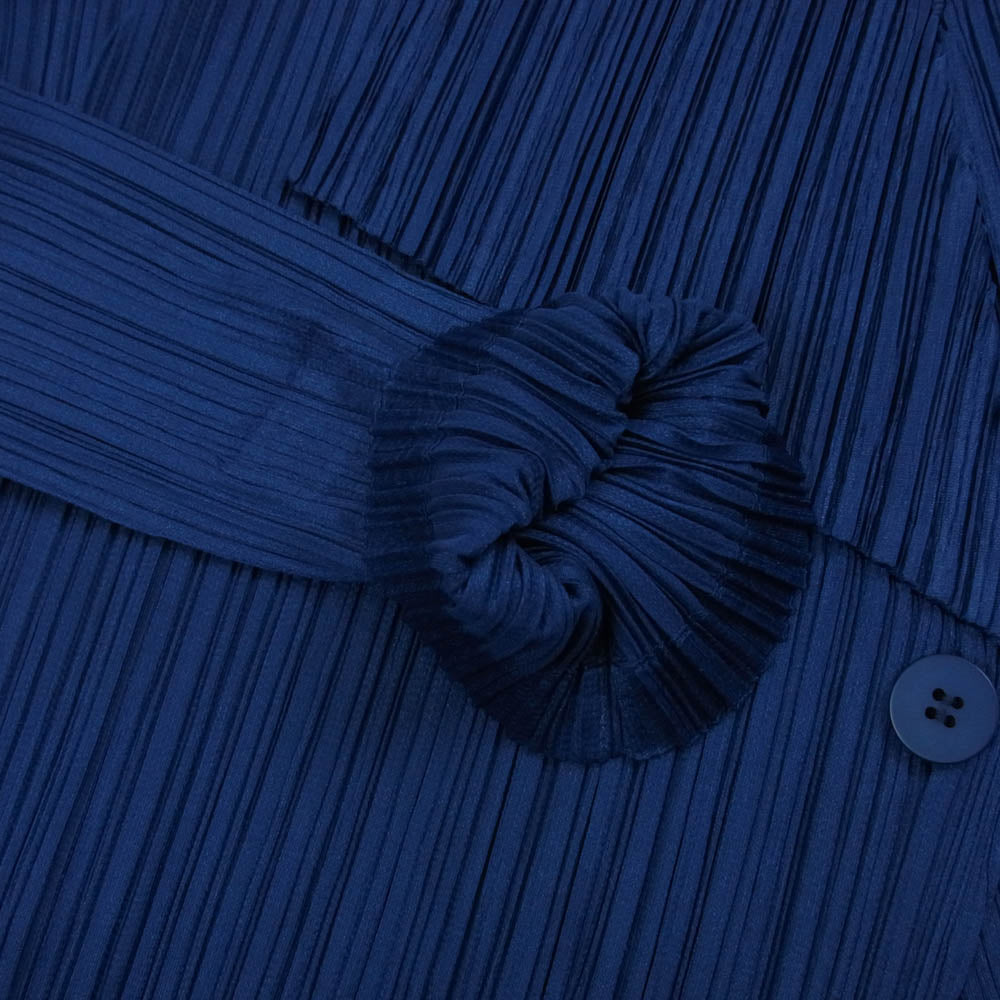 PLEATS PLEASE プリーツプリーズ イッセイミヤケ PP63-J0186 プリーツ加工 ボトルネック カーディガン ジャケット ネイビー系 3【中古】