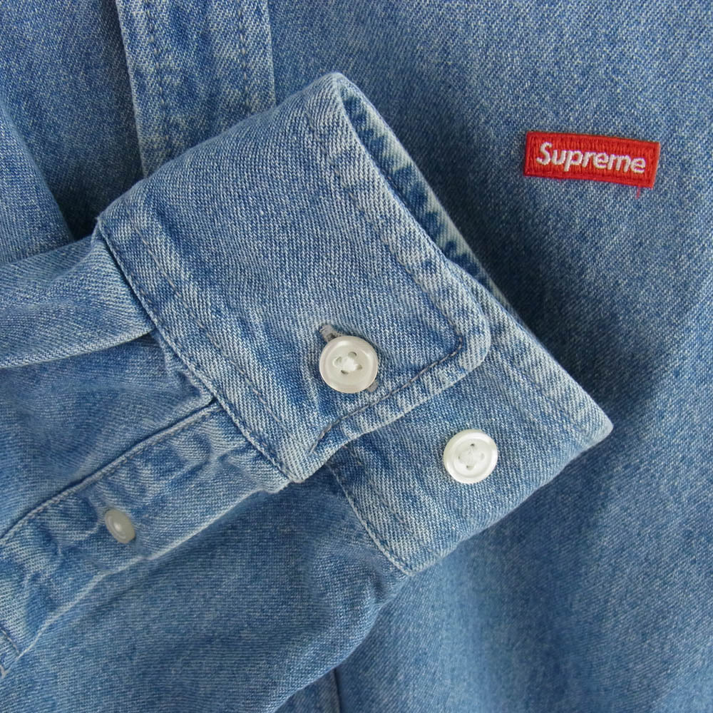 Supreme シュプリーム 22SS Small Box Shirt DENIM スモール ボックス ロゴ シャツ デニム ライトブルー系 L【中古】