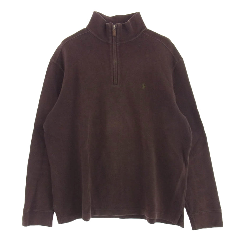 poloハーフジップスウェット ブラウン