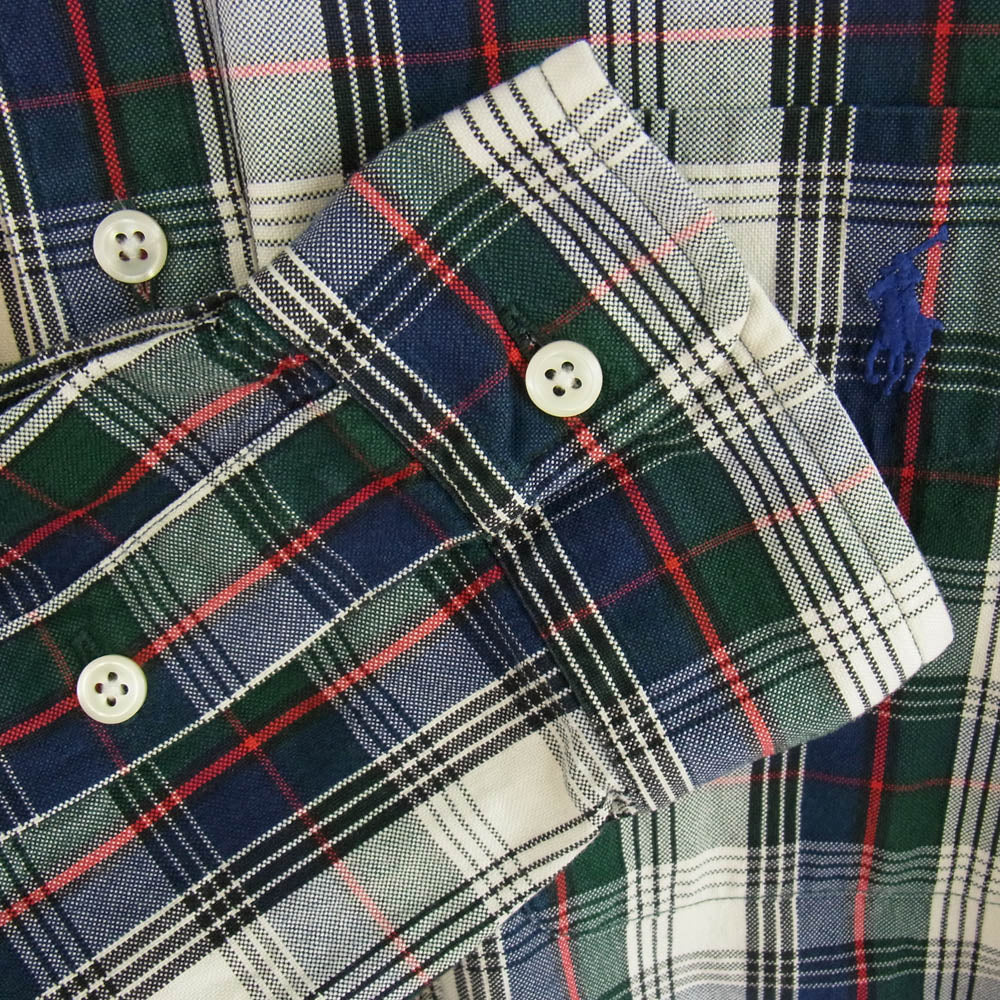 POLO RALPH LAUREN ポロ・ラルフローレン ボタンダウン チェック柄 シャツ 長袖 グリーン系 M【中古】