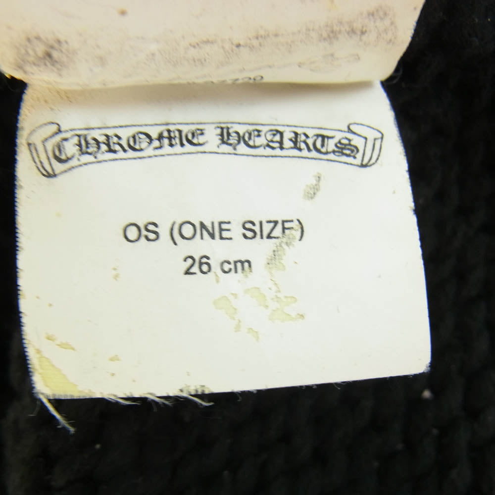 CHROME HEARTS クロムハーツ(原本無) BS FLARE BEANIE BSフレア レザーパッチ BSフレアボタン付 コットン ニット ビーニー ブラック系【中古】