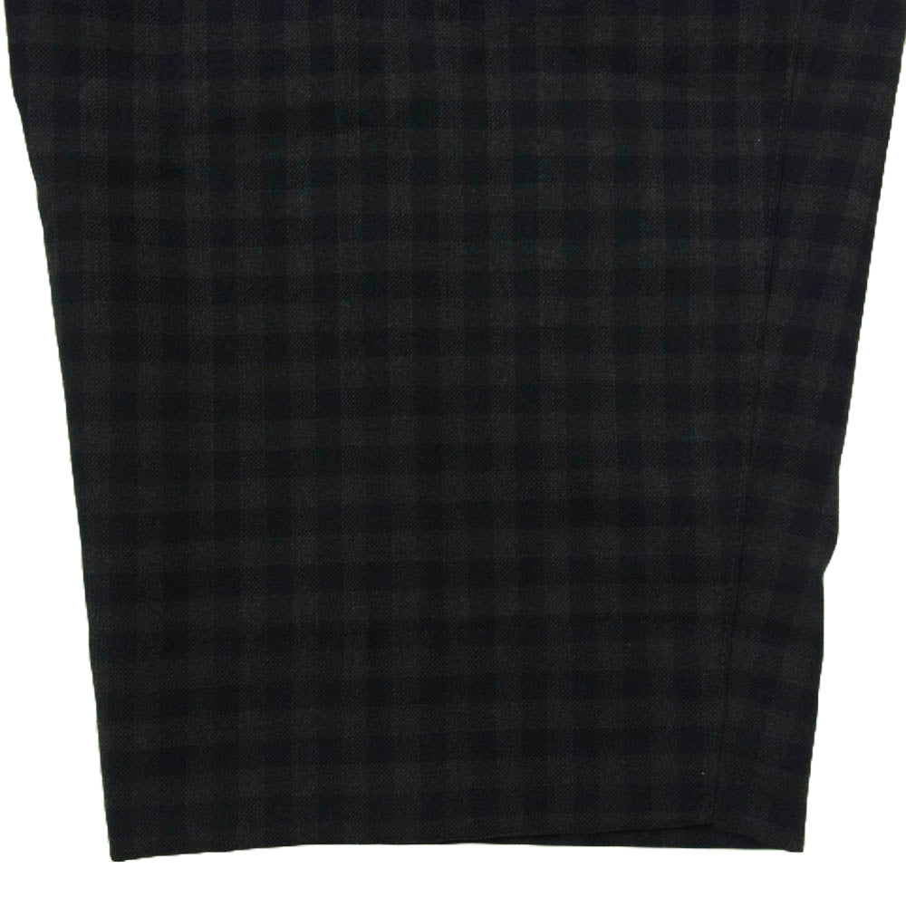 KUON クオン 190PT01G200 Gingham Wool Poly Pleated Pants チェック パンツ ブラック系 M【中古】