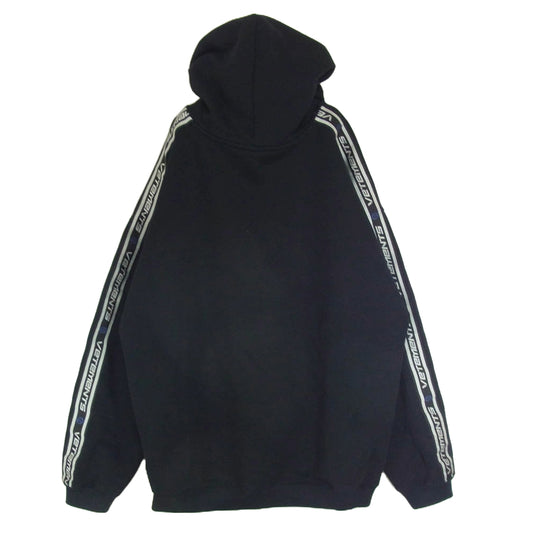 VETEMENTS ヴェトモン UE51TR700B ロゴテープ プルオーバー パーカー フーディ ブラック系 XL【中古】