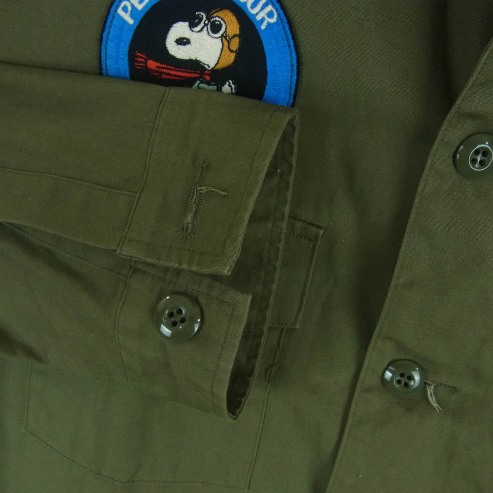 Buzz Rickson's バズリクソンズ BR27155 PEANUTS ピーナッツ VIETNAM UTILITY SHIRT CIVILIAN MODEL SNOOPY ベトナム ユーティリティー シャツ スヌーピー 長袖 グリーン系 17 - 17.5【中古】