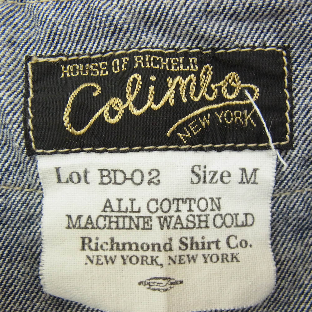 COLIMBO コリンボ BD-02 DOOLITTLE BASEBALL SHIRT ドリトル インディゴ デニム ベースボール シャツ インディゴブルー系 M【中古】