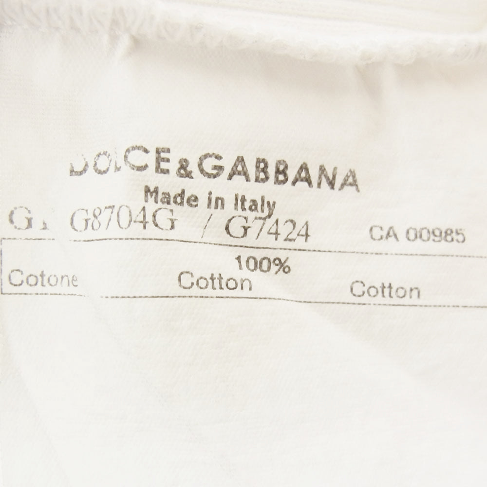 DOLCE&GABBANA ドルチェアンドガッバーナ G8704G G7424 Vネック ワッペン Tシャツ 半袖カットソー ホワイト系 44【中古】