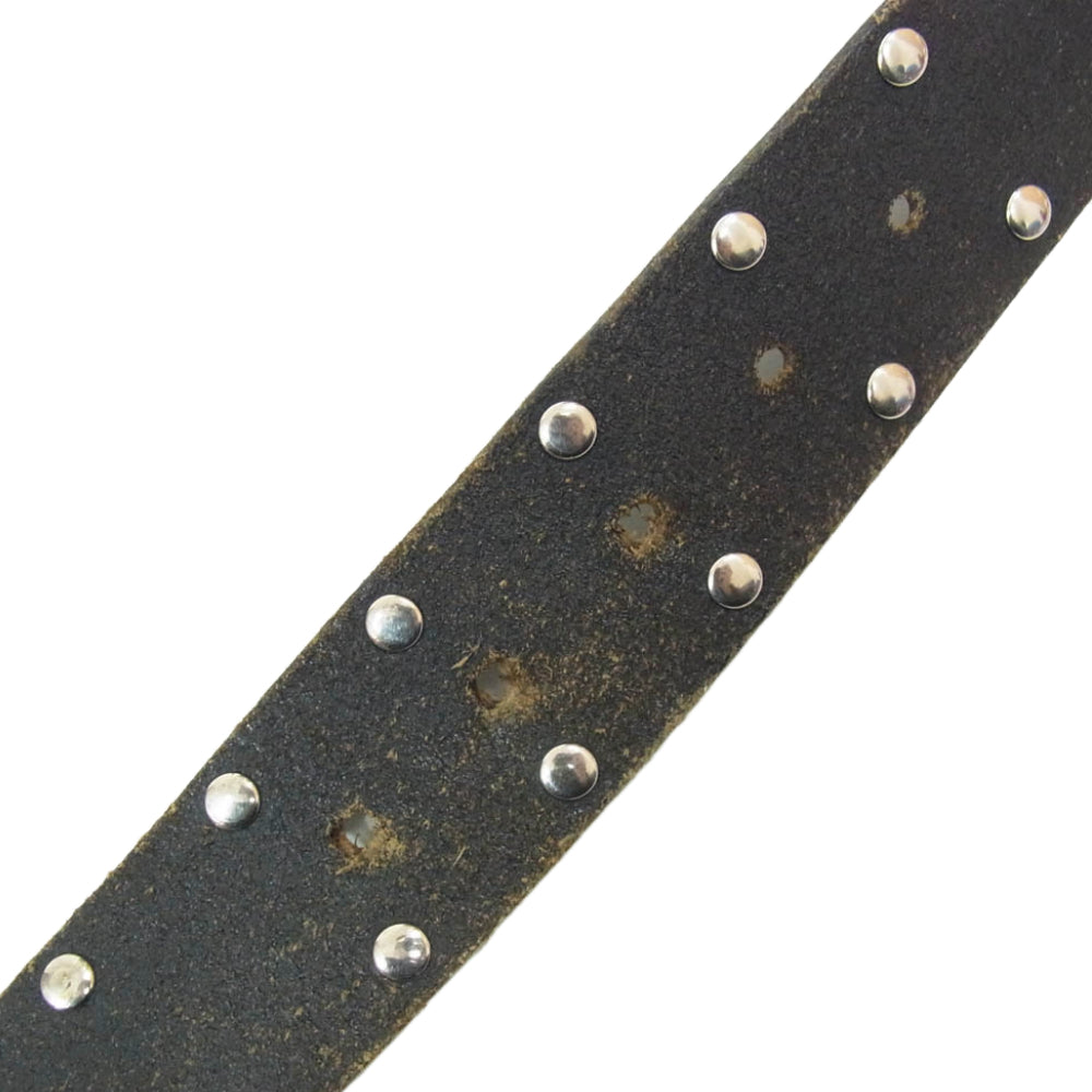 DOLCE&GABBANA ドルチェアンドガッバーナ DCロゴ スタッズ レザー ベルト ブラック系【中古】