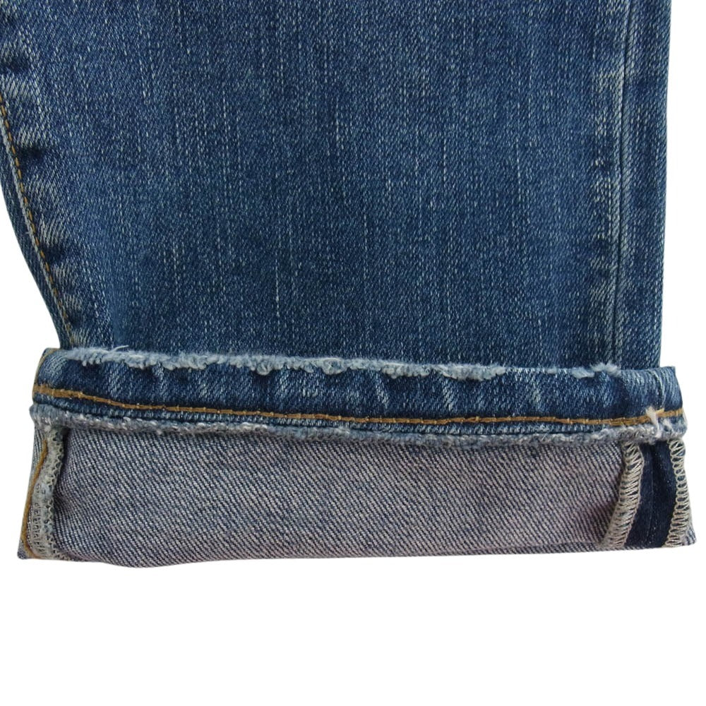 SAINT LAURENT サンローラン 17SS 456694 Y806K 国内正規品 スタッズ レザーパッチ ダメージ加工 デニム パンツ インディゴブルー系 M【中古】