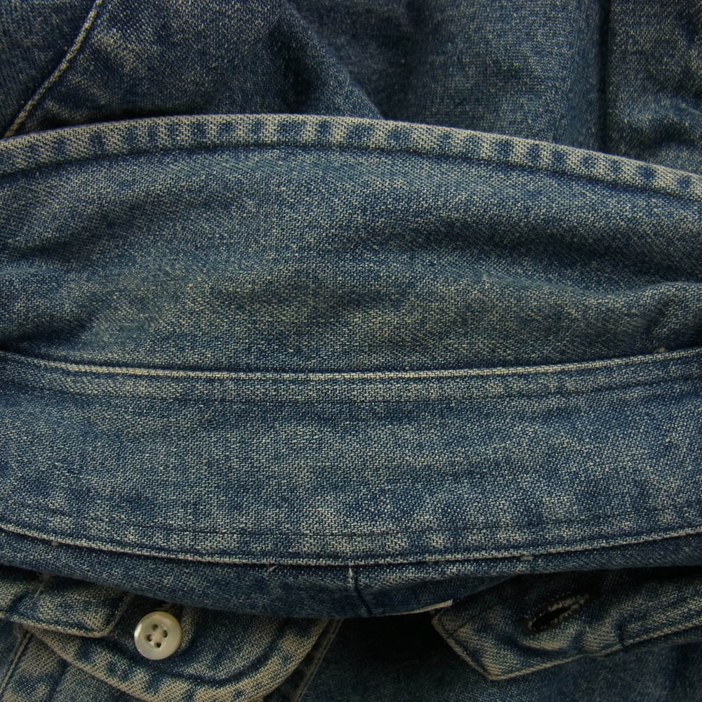 A.PRESSE アプレッセ 22AW 22AAP-02-08H BD Denim Shirt ボタンダウン デニム シャツ 長袖 インディゴブルー系 2【中古】