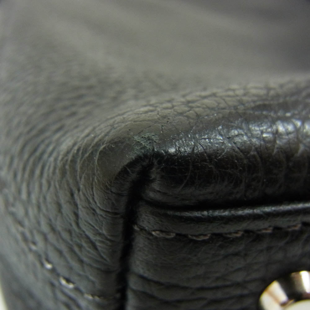 フジタカ ソル コンパクト レザー ビジネス バッグ ブラック系【中古】