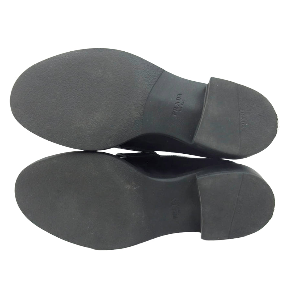 PRADA プラダ チョコレート ブラッシュドレザー ローファー ブラック系 37.5【中古】