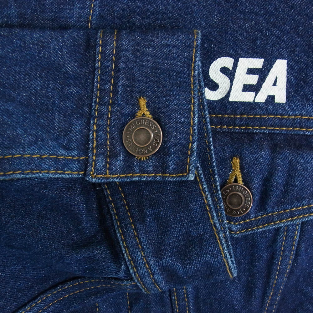 WIND AND SEA ウィンダンシー × GUESS ゲス バックプリント デニム ジャケット インディゴブルー系 M【中古】