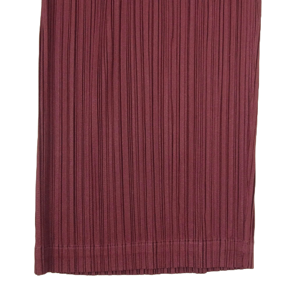 PLEATS PLEASE プリーツプリーズ イッセイミヤケ PP33JF143 プリーツ加工 ストレート ロング パンツ バーガンディ エンジ系 サイズ表記無【中古】