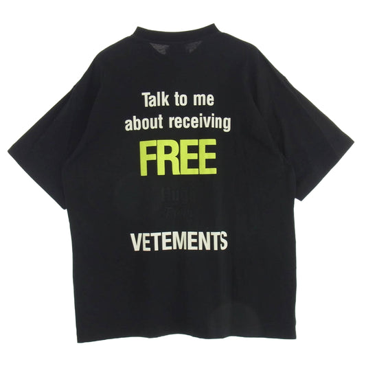 VETEMENTS ヴェトモン 21AW UA52TR540B スローガン プリント 半袖 Tシャツ ブラック系 XS【中古】