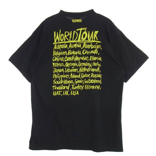 VETEMENTS ヴェトモン 20AW UAH21TR618 World Tour Tee ワールドツアー ロゴプリント オーバーサイズ 半袖 Tシャツ ブラック系 S【中古】