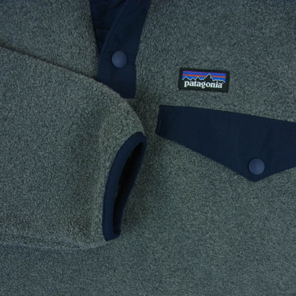patagonia パタゴニア 65572 Boys Lightweight Synchilla Snap-T Ppullover キッズ 子供用 ライトウェイト シンチラ スナップT プルオーバー フリース ジャケット グレー系 XL 14【中古】