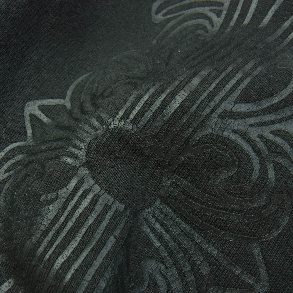 CHROME HEARTS クロムハーツ(原本無) OLD SWTSHRT PLVR オールド 裏地サーマル 袖ロゴ バックホースシュー プリント ダガー ジップアップ パーカー ブラック系 L【中古】
