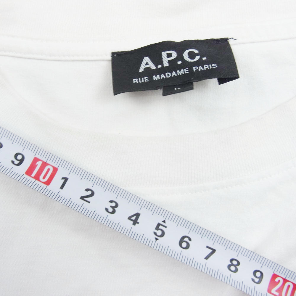 A.P.C. アーペーセー 反転 ロゴ 刺繍 Tシャツ 半袖 ホワイト系 L【中古】