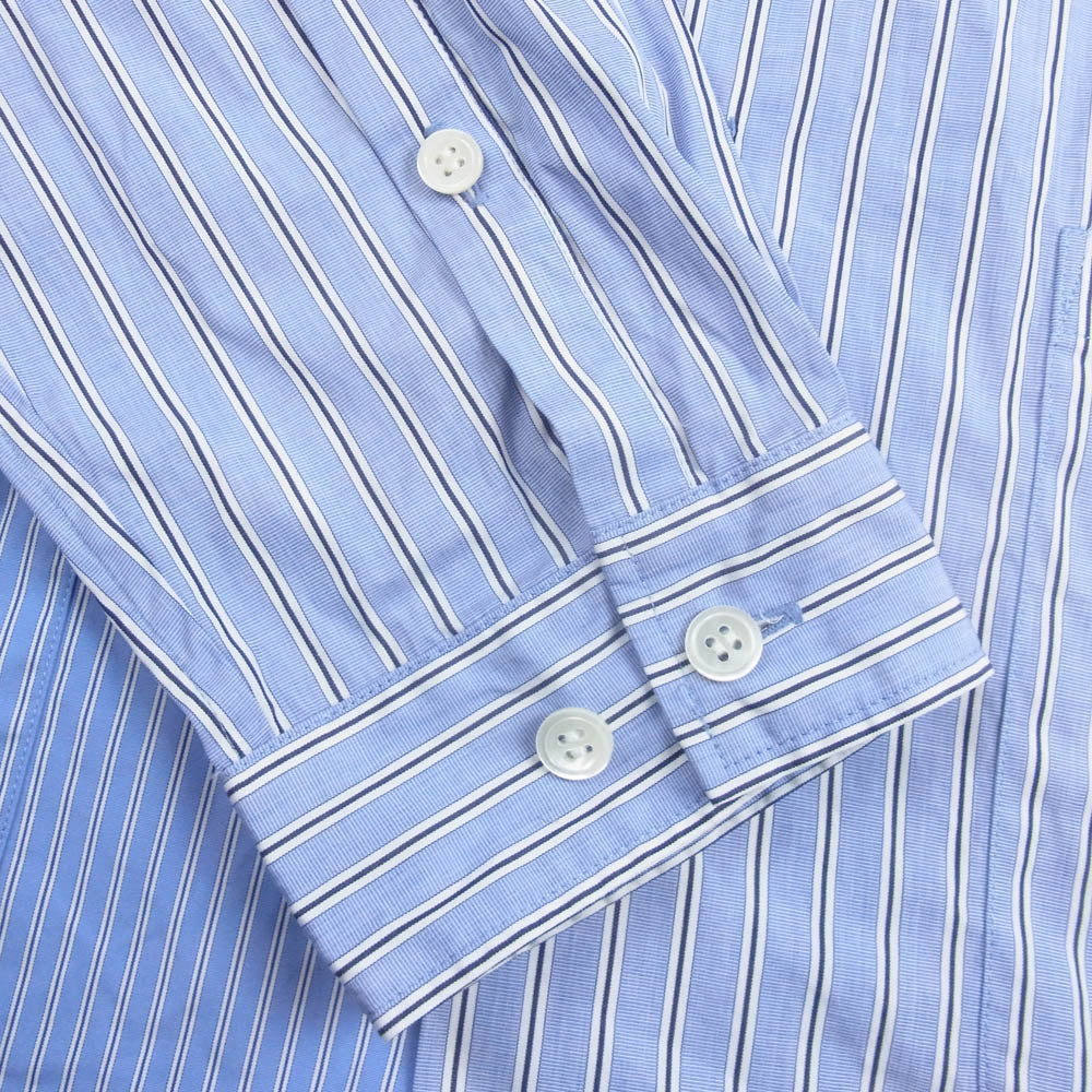 タイオアノット T02-SH09 T.M. OPEN COLLAR SHIRT オープンカラー ストライプ シャツ ブルー系 3【中古】
